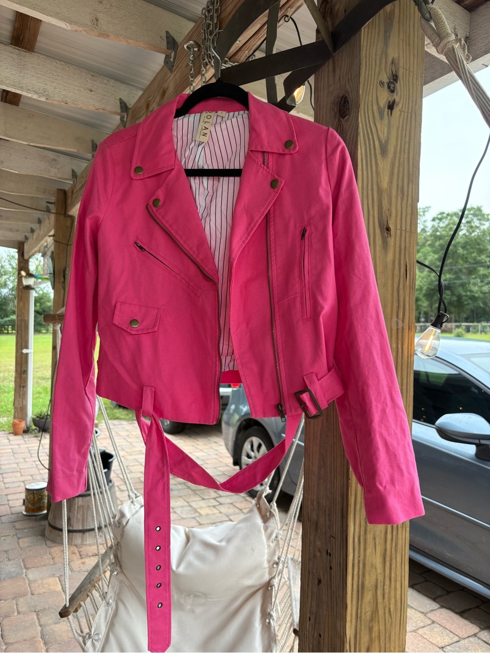 dolan Hot Pink Moto Leather Jacket